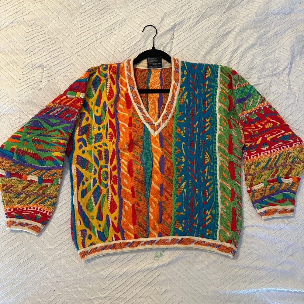 COOGI Multicolor Wool V-Neck Sweater